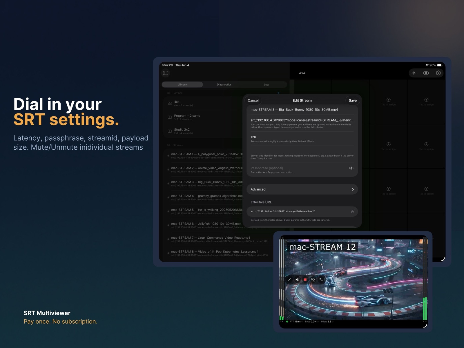 SRT Multiview — Full control over your SRT settings